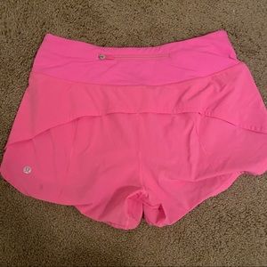 Pink Lululemon Speed Up shorts. 6 Tall.